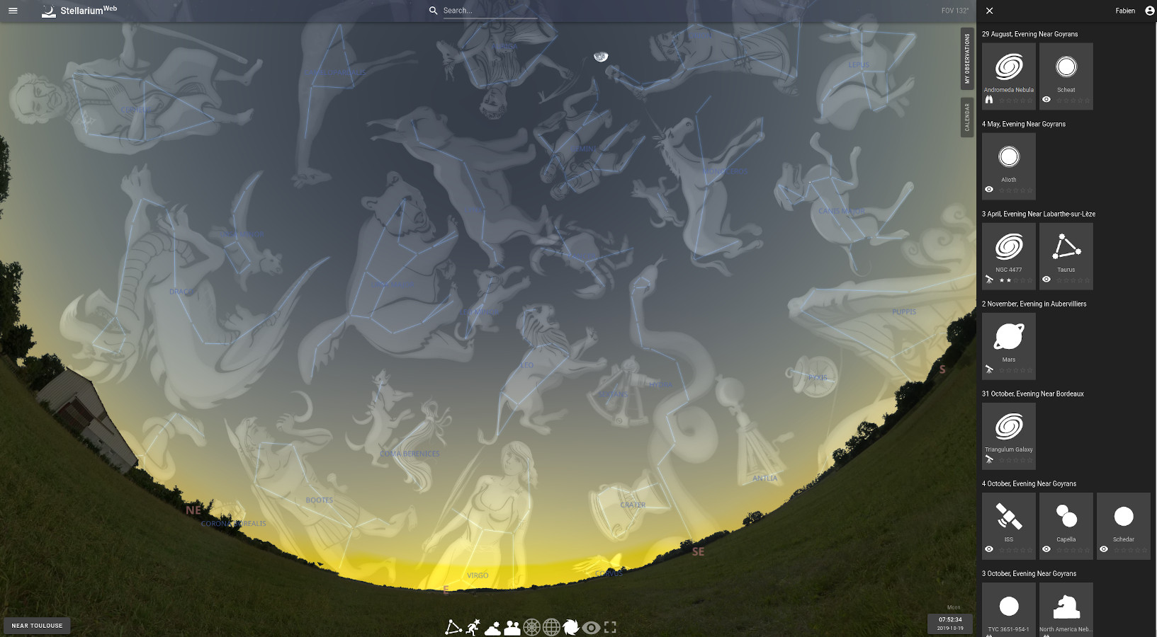 Screenshot Stellarium web